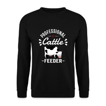 VACHE / BOVIN: Mangeoire professionnelle pour bovins - Sweat-shirt Unisexe - noir - Devant - Alina (178cm) & Michal (187cm)