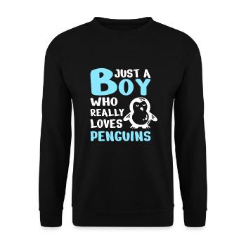 Cadeau des pingouins Amoureux des pingouins Animal mignon juste un garçon - Sweat-shirt Unisexe - noir - Devant - Alina (178cm) & Michal (187cm)
