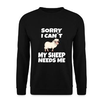 MOUTONS / ANIMAUX: Mes moutons ont besoin de moi - Sweat-shirt Unisexe - noir - Devant - Alina (178cm) & Michal (187cm)