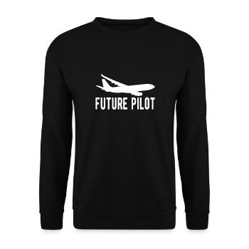 Pilot Aviation Airplane Airline Gift future Pilot - Unisex Sweatshirt - black - Front - Alina (178cm) & Michal (187cm)