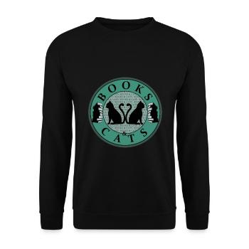 Reading, Cats, Books, Women, Gift, Vintage - Unisex Sweatshirt - black - Front - Alina (178cm) & Michal (187cm)