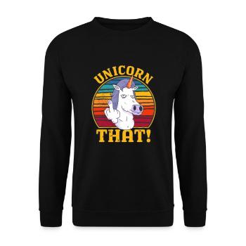Funny Unicorn Middle Finger UNICORN THAT Vintage - Unisex Sweatshirt - black - Front - Alina (178cm) & Michal (187cm)