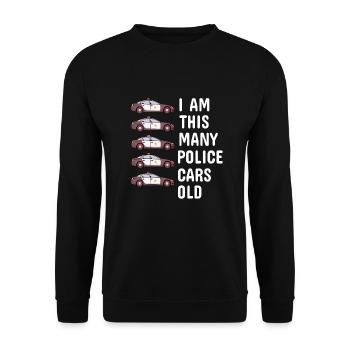 fifth birthday Police Car 5. Birthday - Unisex Sweatshirt - black - Front - Alina (178cm) & Michal (187cm)