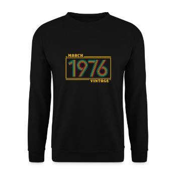 Birthday March 1976 Vintage 45 years old - Unisex Sweatshirt - black - Front - Alina (178cm) & Michal (187cm)