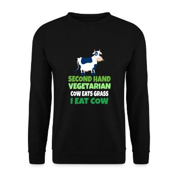 Carnivore Diet Anti-Vegan : Second Hand Vegetarian - Unisex Pullover - Schwarz - Vorne - Alina (178cm) & Michal (187cm)