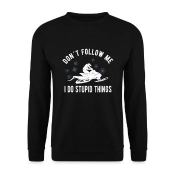 SNOWMOBILING:/ SNOWMOBILE don´t follow me - Unisex Sweatshirt - black - Front - Alina (178cm) & Michal (187cm)