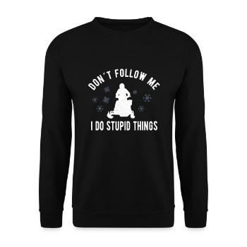 SNOWMOBILING:/ SNOWMOBILE don´t follow me - Unisex Sweatshirt - black - Front - Alina (178cm) & Michal (187cm)