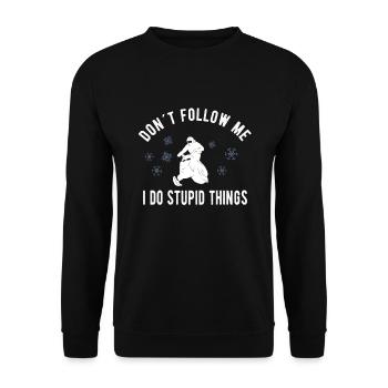 SNOWMOBILING:/ SNOWMOBILE don´t follow me - Unisex Sweatshirt - black - Front - Alina (178cm) & Michal (187cm)