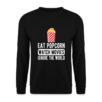 MOVIE WATCHING / BINGE WATCHING: Ignore the World - Unisex Sweatshirt - black - Front - Alina (178cm) & Michal (187cm)