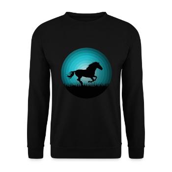 Pferd Pferde Herz Reiten Mädchen Frauen Geschenk - Unisex Pullover - Schwarz - Vorne - Alina (178cm) & Michal (187cm)