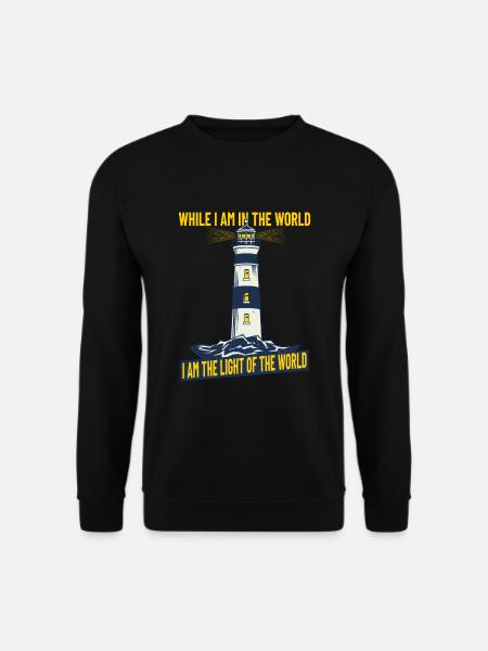 Christianity Jesus Lighthouse Gift Idea John 9:5 - Unisex Pullover - Schwarz