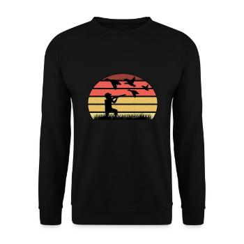 Duck Hunt Duck hunter Bird Hunting - Unisex Sweatshirt - black - Front - Alina (178cm) & Michal (187cm)