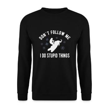 SNOWMOBILING:/ SNOWMOBILE don´t follow me - Unisex Sweatshirt - black - Front - Alina (178cm) & Michal (187cm)