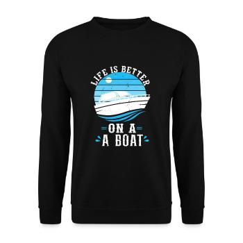 Boating Boat Captain Nautical Life is Better - Unisex Sweatshirt - black - Front - Alina (178cm) & Michal (187cm)