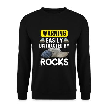 GEOLOGY GEOLOGIST GIFT:warning distracted by Rocks - Unisex Sweatshirt - black - Front - Alina (178cm) & Michal (187cm)