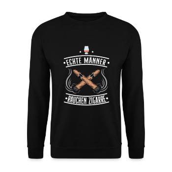 Zigarre Rauch Rauchen Whiskey Bourbon Geschenkidee - Unisex Pullover - Schwarz - Vorne - Alina (178cm) & Michal (187cm)