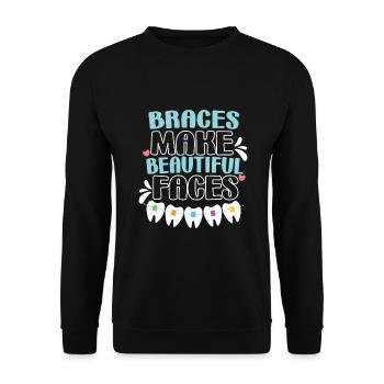 Appareil dentaire orthodontie orthodontiste Cadeau Invisalign - Sweat-shirt Unisexe - noir - Devant - Alina (178cm) & Michal (187cm)