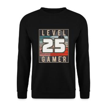 Level 25 Gamer 25. Geburtstag Gaming - Unisex Pullover - Schwarz - Vorne - Alina (178cm) & Michal (187cm)