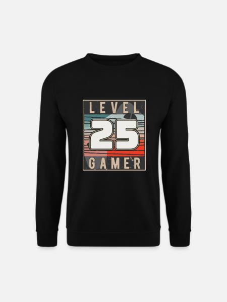 Level 25 Gamer 25. Geburtstag Gaming - Unisex Pullover - Schwarz