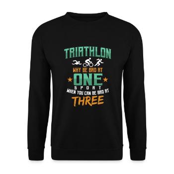 Triathlon Swim Bike Run Triathlete Sport Gift - Unisex Pullover - Schwarz - Vorne - Alina (178cm) & Michal (187cm)