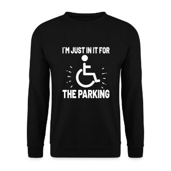 funny Wheelchair Handicapped Amputation gift - Unisex Pullover - Schwarz - Vorne - Alina (178cm) & Michal (187cm)