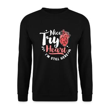 Heart Attack Open Heart Surgery Heart Surgery Gift - Unisex Sweatshirt - black - Front - Alina (178cm) & Michal (187cm)