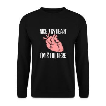 Heart Attack Open Heart Surgery Heart Surgery Gift - Unisex Sweatshirt - black - Front - Alina (178cm) & Michal (187cm)