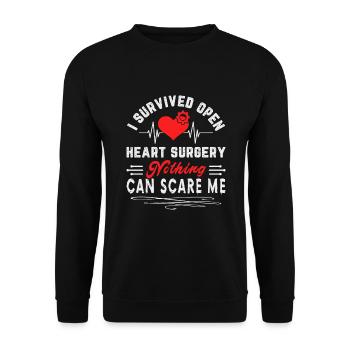 Open Heart Surgery Heart Surgery Survivor Gift - Unisex Sweatshirt - black - Front - Alina (178cm) & Michal (187cm)
