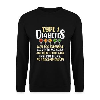Typ 1 Diabetes Lustige Diabetes Diabetes Geschenk - Unisex Pullover - Schwarz - Vorne - Alina (178cm) & Michal (187cm)