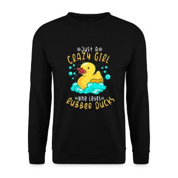 Canard en caoutchouc Canards Chasse aux oiseaux Amateur de canard Idée cadeau - Sweat-shirt Unisexe - noir - Devant - Alina (178cm) & Michal (187cm)