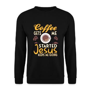Coffee Christianity Jesus God Christian Faith Gift - Unisex Pullover - Schwarz - Vorne - Alina (178cm) & Michal (187cm)