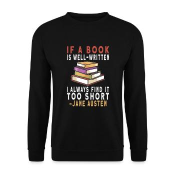 Lecteur de livre Lisant de la littérature Citations de Jane Austen - Sweat-shirt Unisexe - noir - Devant - Alina (178cm) & Michal (187cm)