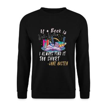 Lecteur de livre Lisant de la littérature Citations de Jane Austen - Sweat-shirt Unisexe - noir - Devant - Alina (178cm) & Michal (187cm)