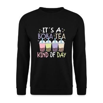 Boba Tea Bubble Tea Milchtee Tea Bubble - Unisex Pullover - Schwarz - Vorne - Alina (178cm) & Michal (187cm)
