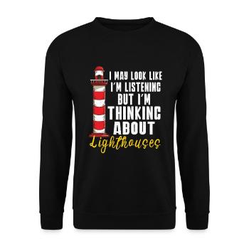 Lighthouse Seaside Nautical I Love Lighthouse - Unisex Sweatshirt - black - Front - Alina (178cm) & Michal (187cm)