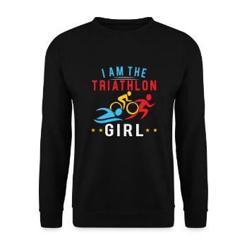 Triathlon Swim Bike Run Triathlete Sport Gift - Unisex Sweatshirt - black - Front - Alina (178cm) & Michal (187cm)