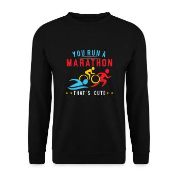 Triathlon Swim Bike Run Triathlet Sport Geschenk - Unisex Pullover - Schwarz - Vorne - Alina (178cm) & Michal (187cm)