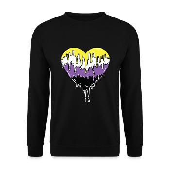 Nonbinary Pride Dropping Heart - Unisex Sweatshirt - black - Front - Alina (178cm) & Michal (187cm)
