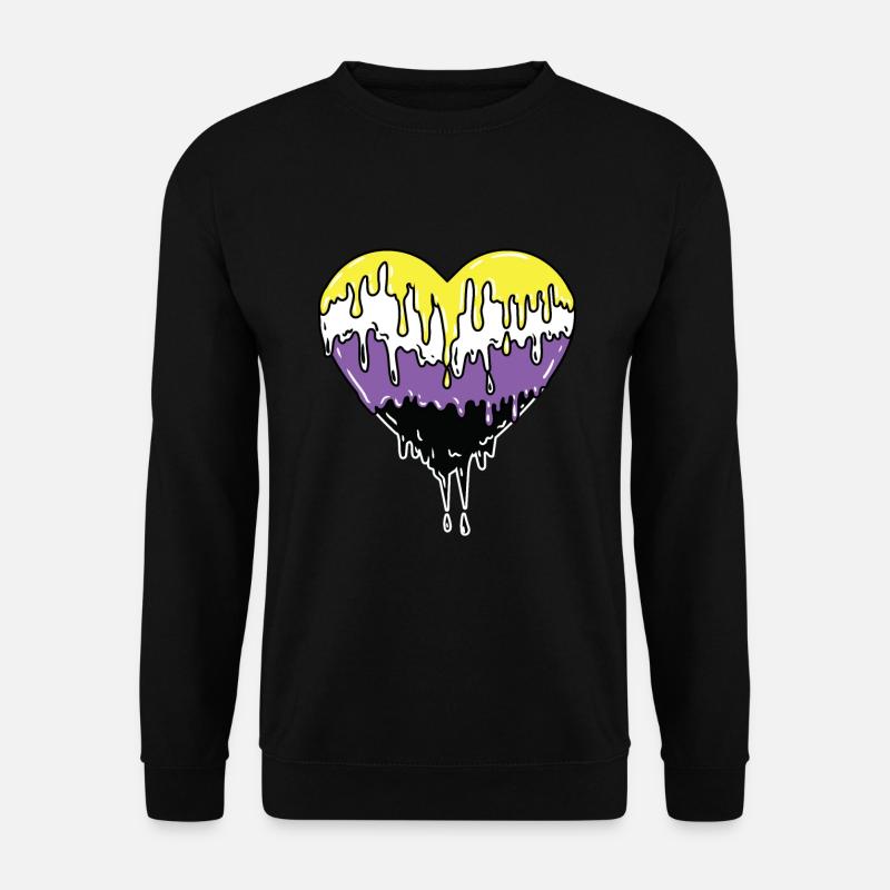 Nonbinary Pride Dropping Heart - Unisex Sweatshirt - black