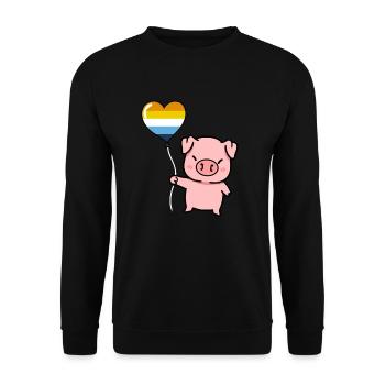 Pig Heart Balloon Aroace Pride - Unisex Sweatshirt - black - Front - Alina (178cm) & Michal (187cm)
