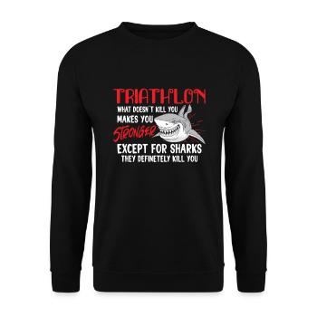 Triathlon Swim Bike Run Triathlete Sport Sharks - Unisex Pullover - Schwarz - Vorne - Alina (178cm) & Michal (187cm)