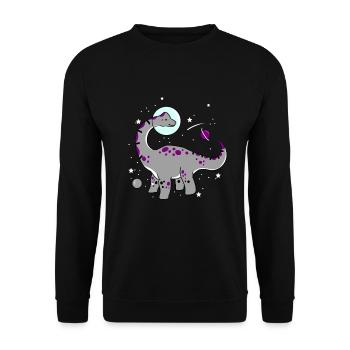Ace Pride Dinosaurier Asexual Space - Unisex Pullover - Schwarz - Vorne - Alina (178cm) & Michal (187cm)