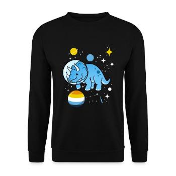 Triceratops Astronaut Aroace Pride - Unisex Sweatshirt - black - Front - Alina (178cm) & Michal (187cm)