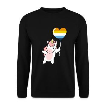 Unicorn Heart Balloon Aroace - Unisex Sweatshirt - black - Front - Alina (178cm) & Michal (187cm)