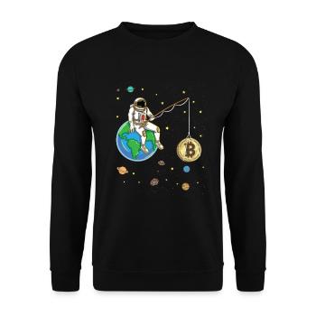 Un astronaute pêche Bitcoin Moon Crypto-monnaie - Sweat-shirt Unisexe - noir - Devant - Alina (178cm) & Michal (187cm)