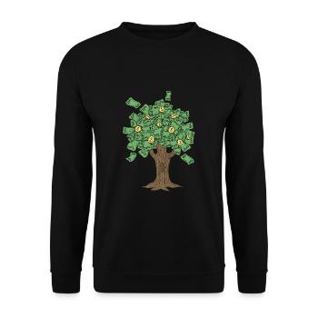 Geld Baum Investieren Tag Trader - Unisex Pullover - Schwarz - Vorne - Alina (178cm) & Michal (187cm)
