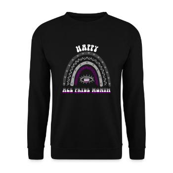 Boho Rainbow Happy Ace Pride Monat Asexuell - Unisex Pullover - Schwarz - Vorne - Alina (178cm) & Michal (187cm)