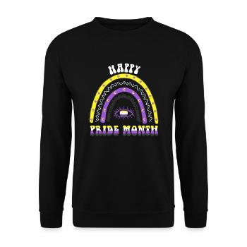 Boho Rainbow Happy Pride Mois Non binaire - Sweat-shirt Unisexe - noir - Devant - Alina (178cm) & Michal (187cm)