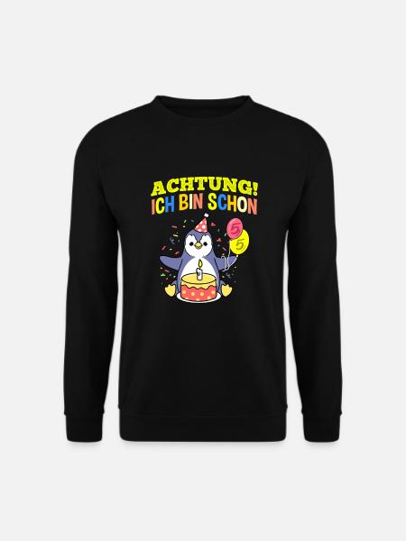 Achtung Ich Bin Schon 5 Tier Geburtstag Pinguin - Unisex Pullover - Schwarz