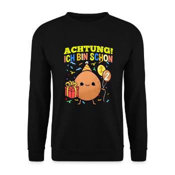 Achtung Ich Bin Schon 2 Geburtstag Kokosnuss - Unisex Pullover - Schwarz - Vorne - Alina (178cm) & Michal (187cm)